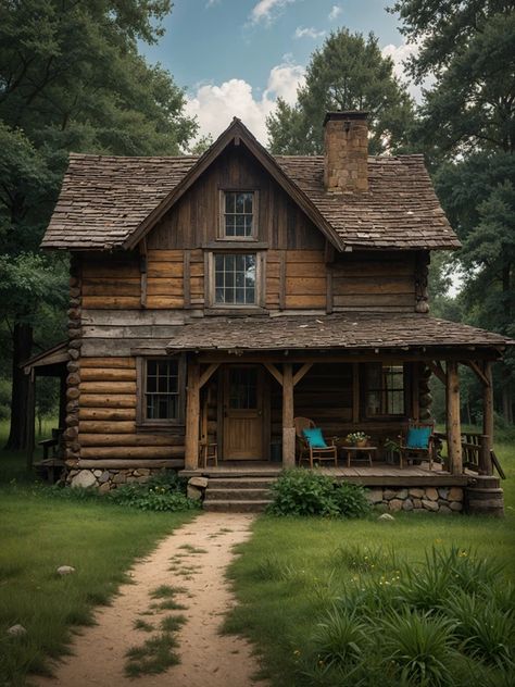 Rustic Charm Old Cabin Exterior, Alaska Log Cabins, Hand Built Cabin, Log Cabin Home Exteriors, 1800s Cabin, Log Cabin In Woods, Log Cabin Mobile Homes, Winter Log Cabin, Farm Architecture