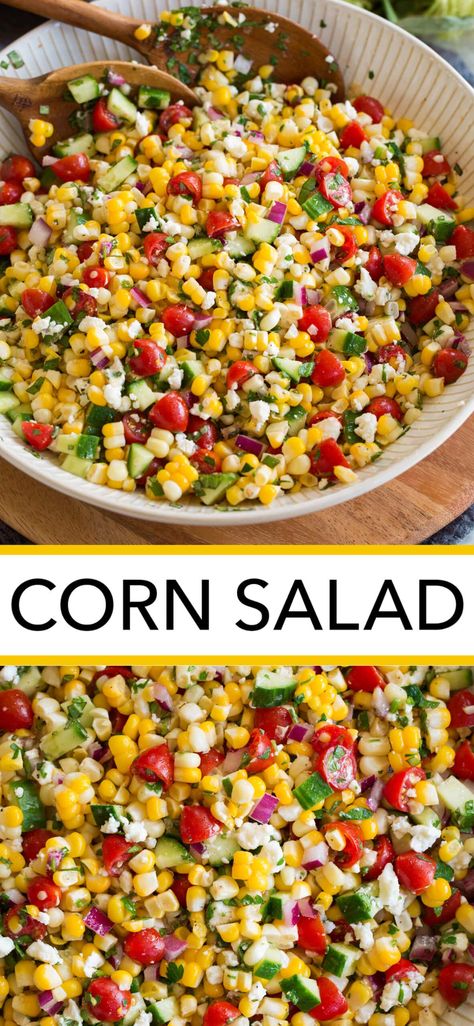 Fresh Corn Salad, Corn Salad Recipe, Boat Food Ideas, Corn Salad Recipes, Resep Salad, Summer Corn Salad, Summer Corn, Lake Food Ideas Summer, Boat Food