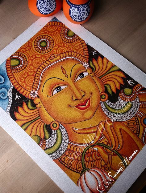 Kerla Murals Paintings Easy, Art Photography Women, Mural Simple, Mural Paintings, White Instagram, Watercolor Art Journal, Kerala Mural Painting, Indian Art Gallery, Sketches Pencil