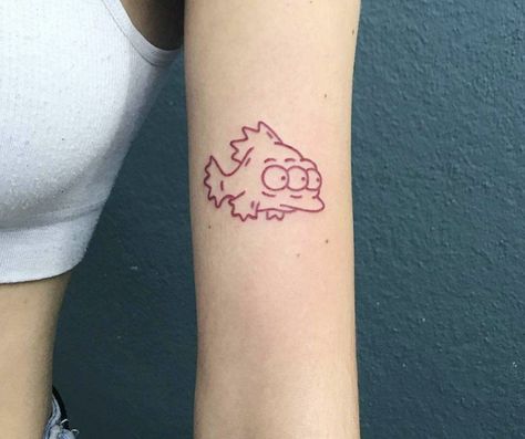 @ Themagicrosa on Instagram Simpsons Fish Tattoo, Minion Tattoo, Lovely Tattoo, Emo Tattoos, Simpsons Tattoo, Collage Mural, Diy Tattoo, Funny Tattoos, Dope Tattoos