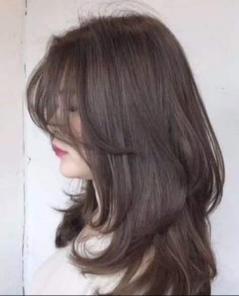 Brown layered hair with curtain bangs Haircut Selfie, Photo Hijab, Layered Haircuts For Medium Hair, Medium Layered Hair, Bangs With Medium Hair, Cute Hairstyle, Hairstyles For Layered Hair, Hair Stylies, Hijab Girl