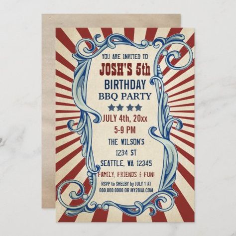 Vintage 4th of July Birthday Party Invitations Independence Cards - memorial day birthday party invitation, 4th of july birthday invitations, independence day birthday invitations, memorial day invitations, memorial day party invitations, patriotic memorial day invitations, 4th of july invitations, independence day invites, memorial day birthday invitations, independence day party invitations 4th Of July Birthday Party, Carnival Birthday Party Invitations, July Birthday Party, Corporate Party Invitation, Bbq Birthday Party, Vintage 4th Of July, Bbq Party Invitations, Birthday Party Invitations Free, 4th Of July Bbq