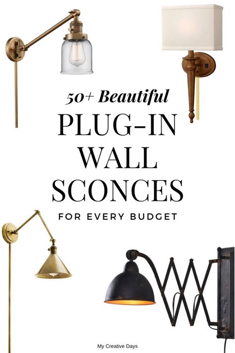 If you are looking for wall sconces for a space in your home, here are more than 50 beautiful plug-in wall sconces that fit every style and budget. Bedroom Wall Sconces Bedside Lighting Ideas, Sconces In Bedroom, Living Room Sconces, Farmhouse Style Bedroom Decor, Wood Lighting, Downstairs Bedroom, Farmhouse Style Lighting, Aldo Rossi, Wall Sconces Living Room