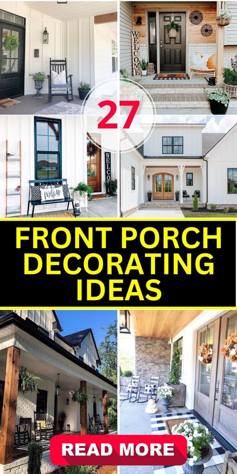 Transform your tiny front porch with our space-savvy decorating ideas. This guide is packed with creative solutions to make the most of your small entrance. From clever storage ideas to petite furniture options, these designs are ideal for creating a welcoming atmosphere in a limited space. Perfect for everyday use, these tiny porch ideas prove that small can be mighty. Tiny Porch Ideas, Front Deck Ideas Entrance, Tiny Front Porch, Small Front Porch Ideas Entrance, Small Porch Decorating Ideas, Tiny Porch, Clever Storage Ideas, Small Porch Decorating, Front Porch Furniture