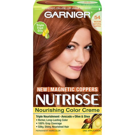 Copper Hair Dye, Brown Hair Colour, Copper Brown Hair Color, Garnier Hair Color, Copper Brown Hair, Buttery Blonde, Best Hair Dye, Medium Hair Color, Hair Color Cream