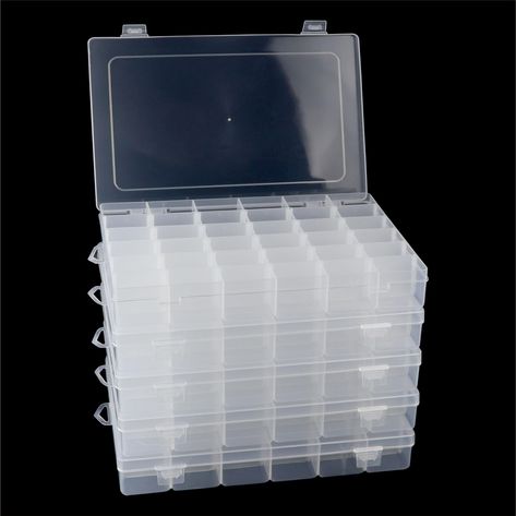 PRICES MAY VARY. 1.Size: length:27cm/10.66inch, width:17cm/69inch, high:4.84cm/1.73inch. There are 36 grips, each compartment is 1.77x1.4x1.73 inches. Both sides of Plastic Jewelry Box Organizer can be can be moved, so you can adjust the dividers to create your own size compartments. 2.High Quality Material：The plastic 36 compartment are made of premium PP Plastic, which are no smelly and more safer, durable. 3.Adjustable Features: The dividers inside the box prevent the items from sliding and g Storage Box With Compartments, Diy Bead Organizer, Organizer Box Ideas, Dip Powder Storage, Bead Organizer, Compartment Organizer, Bead Organization, Bead Storage, Plastic Container Storage