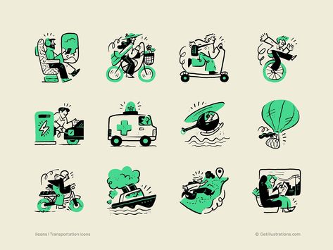 ilcons - Transportation icons by Ramy Wafaa on Dribbble Transport Illustration, Funny Laptop Stickers, Icon Design Inspiration, Animation Design, Map Design, Small Art, Custom Illustration, Branding Inspiration, Icon Illustration