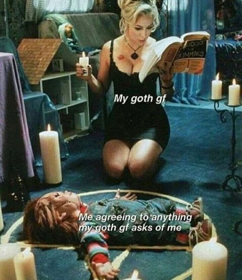 Goth Humor, Tiffany Bride Of Chucky, Tiffany Bride, Goth Memes, Gf Memes, Goth Horror, Goth Gf, Bride Of Chucky