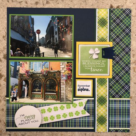 Dublin Scrapbook Pages, Ireland Scrapbook Ideas, Ireland Scrapbook Layouts, Iceland Scrapbook, Ireland Scrapbook, Scrapbook Family, Scrapbooking Layouts Travel, Cruise Scrapbook, Travel Scrapbook Pages