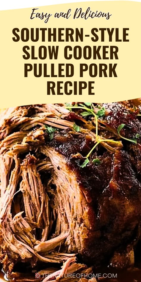 Want classic Southern BBQ flavor without the hassle? This Slow Cooker Pulled Pork recipe is the answer! With tender pork and smoky spices, it’s perfect for sandwiches or sliders. Save this pin for a recipe that makes Southern cooking easy. Slower Cooker Pulled Pork, Slow Cooker Pork Barbeque, Pulled Pork Rub Recipe Slow Cooker, Best Bbq Pulled Pork Slow Cooker, Pulled Pork Seasoning Recipes, Easy Bbq Pulled Pork Slow Cooker, Carolina Pulled Pork Crock Pot Recipes, Bbq Pork Shoulder Crock Pot, Southern Pulled Pork Crock Pot Recipes