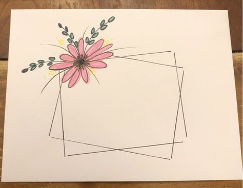 Page Borders Design With Lines, A4 Sheets Border Designs, Envelope Painting Ideas, Border Designs For A4 Sheets, A4 Sheet Drawing Ideas, Envelope Border Design, Envelope Drawing Doodles, Flower Boarders Designs For Projects, Acknowledgement Calligraphy