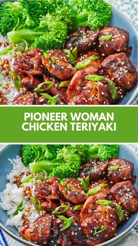 This easy Pioneer Woman Chicken Teriyaki recipe is a delicious, quick meal that’s perfect for busy weeknights. Featuring tender chicken coated in a sweet and savory sauce, you can customize it with common ingredients like veggies. Enjoy it hot over rice, garnished with crispy green onions and sesame seeds for added flavor! Crispy Teriyaki Chicken, Pioneer Kitchen, Pioneer Woman Chicken, Teriyaki Chicken And Rice, Teriyaki Recipe, Chicken Teriyaki Recipe, Sweet Chicken, Chicken Teriyaki, Steamed Broccoli