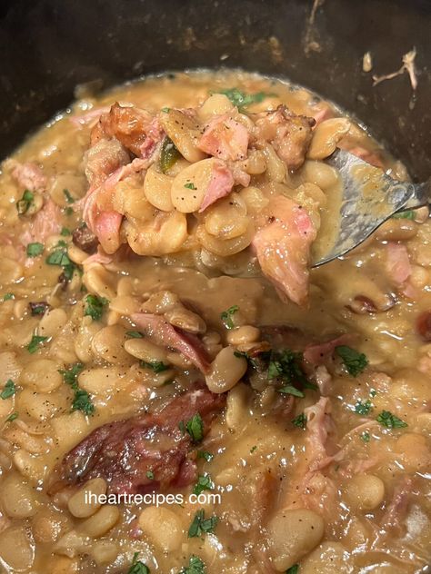 Southern Lima Butter Beans | I Heart Recipes Ham Hock And Lima Beans, Lama Beans Recipe, Butter Beans Recipe Crockpot, How To Cook Lima Beans On Stove, Canned Lima Beans Recipes, Large Lima Beans Recipe, Butter Beans And Ham, Baby Lima Bean Recipes, Lima Bean Soup Recipes