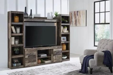 9 Rustic Entertainment Centers For Your First Home Small Tv Stand, Large Tv Stands, Entertainment Wall, Entertainment Area, Fireplace Tv Stand, Tv Stands And Entertainment Centers, Fireplace Inserts, New Beds, Furniture Collections