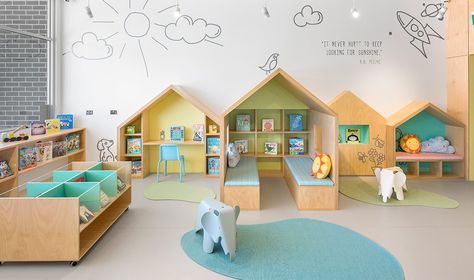 Daycare Rooms, Kindergarten Interior, Preschool Designs, Daycare Decor, Daycare Design, Kids Cafe, Kindergarten Design, School Interior, Kids Library