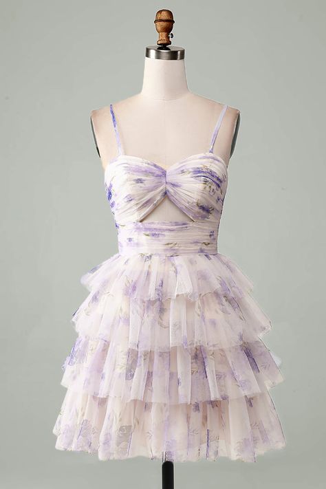 Homecoming Dress Ruffle, Fairy Tale Hoco Dress, Hoco Dresses Pattern, Hoco Dress Coquette, Non Traditional Homecoming Dresses, Pink Hoco Dress Satin, Homecoming Dresses Flowers, Classy Hoco Dresses Short, Violet Hoco Dress