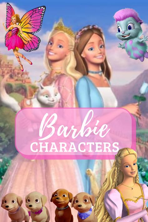 Here is a growing list of all Barbie characters from all 38 movies and Netflix tv series. Barbie Names From Movies, Barbie Characters Names, Barbie Animated Movies, Barbie Names, Barbie Movie Characters, Barbie Movies List, Barbie Characters, Animated Movies Characters, Characters From Movies