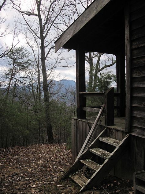 Mountain Cabin by RebeccaSJones, via Flickr Abandoned Cabin Aesthetic, Secluded Cabin Aesthetic, Hunting Cabin Aesthetic, Woods Cabin Aesthetic, Rainy Cabin Aesthetic, House In Woods Aesthetic, Old Cabin Aesthetic, Run Down Cabin, Forest Cabin Aesthetic