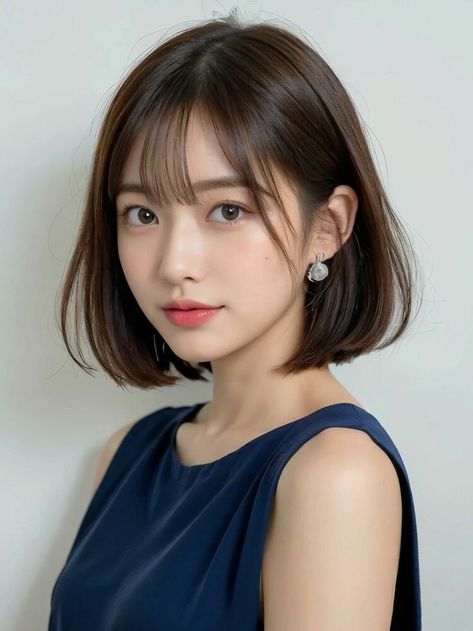 Asian Hair Bob, Medium Bob With Bangs, Japanese Short Hair, Short Haircuts With Bangs, Korean Short Hair, Medium Bob, Short Hair Lengths, Asian Short Hair, Medium Length Haircut