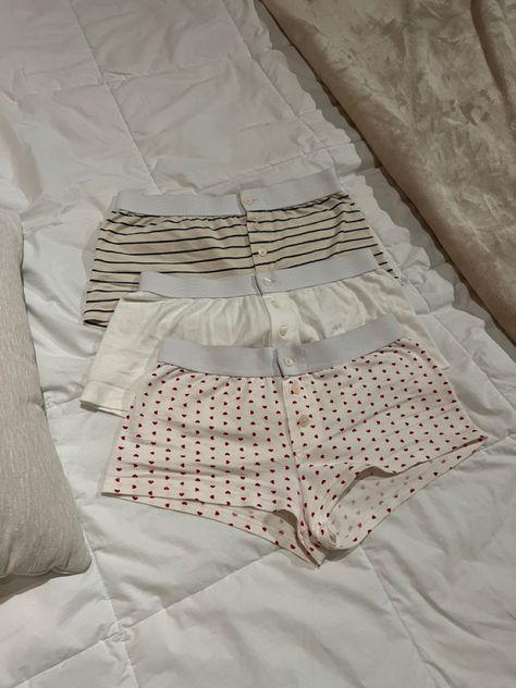 brandy melville Brandy Melville Heart Shorts, Boxer Pjs Aesthetic, Brandy Melville Pjs Shorts, Brandy Melville Boxers, Brandy Melville Undies, Brandy Melville Pjs, Pj Outfit, Cute Pjs, Cute Pajama Sets