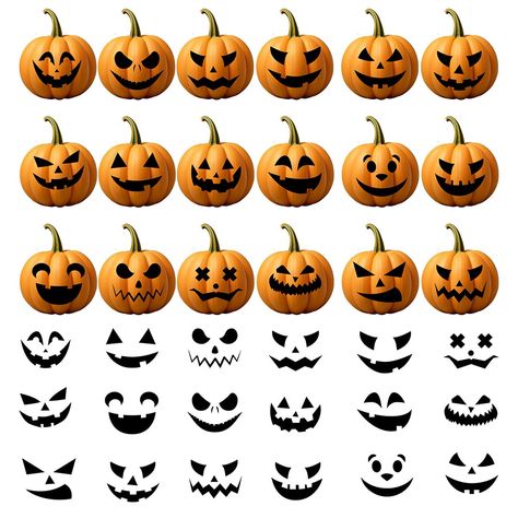 PRICES MAY VARY. Sticker Size: Our collection includes halloween stickers such as 3.7 inches * 3.7 inches jack o lantern face stickers, ghost face stickers, and make a face stickers. They are suitable for different sizes of pumpkins and are ideal for use with our pumpkin decorating kit and in creating various halloween pumpkin decorations and halloween pumpkin decor. For kid: This is undoubtedly a safe way for kids to decorate pumpkins. With our halloween stickers for kids, allow your child’s im Girly Jack O Lantern Faces, Halloween Pumpkin Faces Ideas, Cute Pumpkin Faces Carving, Pumpkin Carving Ideas Faces, Easy Jack O Lantern Faces, Pumpkin Faces Template, Pumpkin Face Ideas, Pumpkin Carving Faces, Jackolantern Face