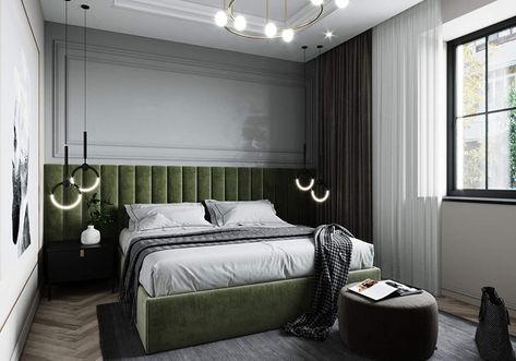 Dark Wood Headboard, Decorate My Room, Upholstered Wall Panels, Upholstered Walls, Grey Headboard, Bed Platform, Wall Panel Design, King Platform Bed, Tufted Bed