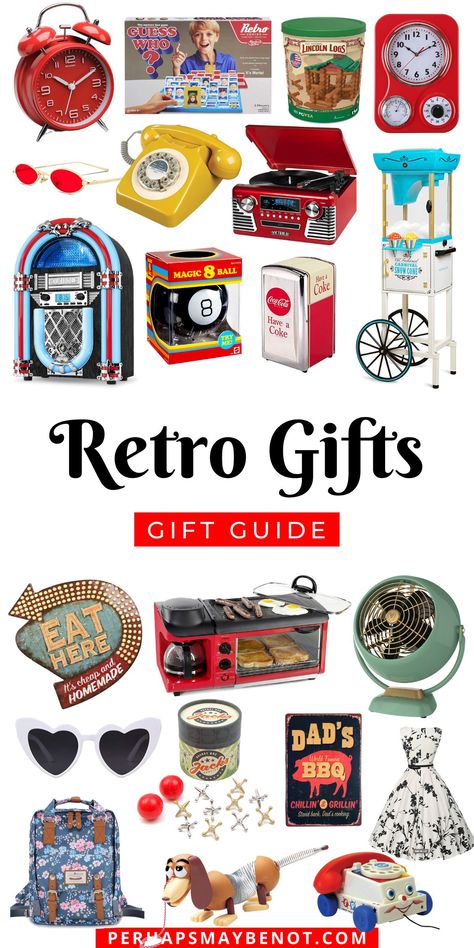 50s Theme Gifts, 70s Gift Ideas, Retro Christmas Gifts, Retro Gifts For Men, Retro Gifts Ideas, 80s Gift Basket Ideas, 90s Gift Ideas, Vintage Gift Basket Ideas, 80s Gift Ideas