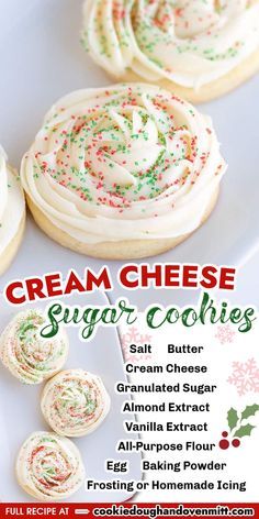 These Cream Cheese Sugar Cookies are so soft and tender. They make perfect cut-out cookies for the holidays too! Add some delicious vanilla frosting or icing and some festive sprinkles to celebrate any occasion! Xmas Cookies Recipes, Cream Cheese Sugar Cookies, Christmas Baking Cookies, Christmas Baking Recipes, Dessert Aux Fruits, Christmas Food Desserts, Lost 100 Pounds, Vanilla Frosting, Christmas Snacks