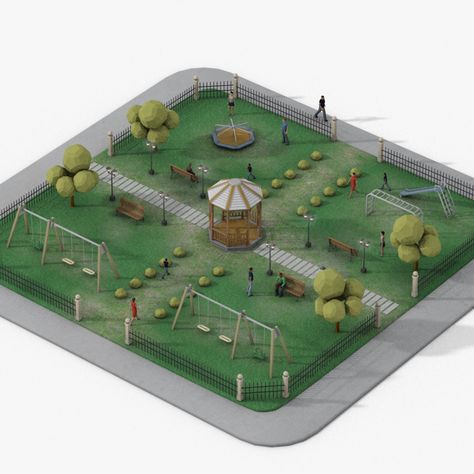 Community Park Design, Architecture Model Trees, Children Playground, Children Games, Block House, Small House Layout, Kindergarten Design, Children Park, Architecture Concept Diagram