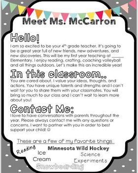 Meet The Teacher Letter {FREEBIE} Back To School Letter From Teacher, Meet The Teacher Examples, Meet The Teacher Letter, Teacher Introduction Letter, Teacher Introduction, Hello Literacy, Teacher Letter, Introduction Letter, Meet The Teacher Template