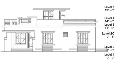 Front elevation of the house plan is given in this 2D Autocad drawing file. Download the Autocad file. - Cadbull Front View Of House, 2d Autocad Drawing, Drawing House Plans, Simple Floor Plans, Drawing Model, Elevation Plan, Elevation Drawing, Architecture Drawing Plan, Building Elevation