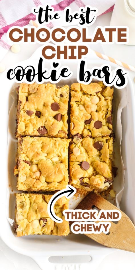 chocolate chip cookie bars Cookie Bars With Yellow Cake, Yellow Cake Mix Cookie Bars, Best Chocolate Chip Cookie Bars, Yellow Cake Mix Cookies, Cake Mix Chocolate Chip Cookies, Cake Mix Cookie Bars, Mix Chocolate, Chocolate Chip Bars, Easy Dessert Recipe