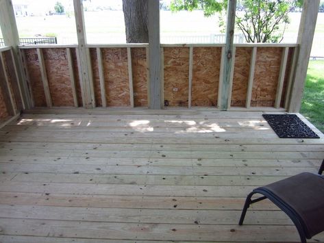 Back Screened In Porch Ideas, Porch Knee Wall, Screened Room, Cute Little House, Screened In Porch Diy, Exterior House Siding, Porch Interior, Porch Enclosures, Porch Wood