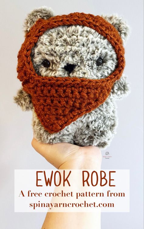 Crochet Star Wars Plushie, Ewok Crochet Pattern, Hobbii Free Crochet Patterns, Crochet Ewok Pattern, Ewok Crochet Pattern Free, Nerdy Amigurumi Free Pattern, Starwars Crochet Patterns Free, Crochet Star Wars Free Pattern, Crochet Disney Characters Free Pattern