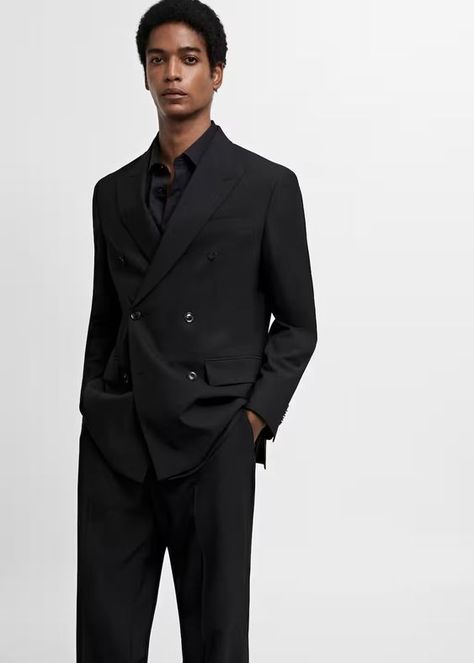 It is beautiful and looks very good. I loved it. Fast shipping. All Black Formal Outfits, Double Breasted Blazer Men, Black Tie Men, Mens Suits Style Modern, Men Suit Outfit, Men Formal Outfit, Black Double Breasted Suit, Double Breasted Suit Men, Formal Suits Men