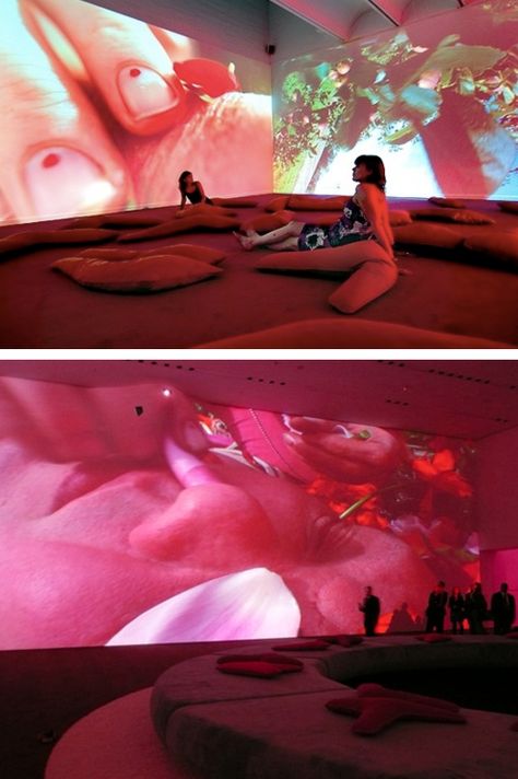 Art Projection Installation, Immersive Video Installation, Pink Art Installation, Video Projection Art Installation, Wall Projection Art Installation, Video Projection Installation, Video Art Ideas, Video Installation Art, Video Art Film