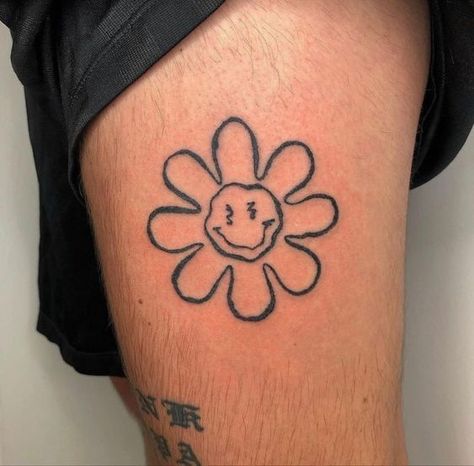 Indie Tattoos Men, Small Afrocentric Tattoos For Women, Groovy Flower Tattoo, Communication Tattoo, Funk Tattoo, Groovy Tattoo, Baddie Tattoos, Easy Tattoos, Tato Flash