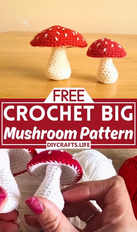 Free Crochet Patterns For Mushrooms, Toadstool Crochet Pattern, Easy Mushroom Crochet, Amigurumi Tree Free Pattern, Crocheted Mushrooms Free Pattern, Crochet Mushroom People, Crochet Toadstool Pattern Free, Mushroom Crochet Free Pattern, Autumn Amigurumi Free Pattern