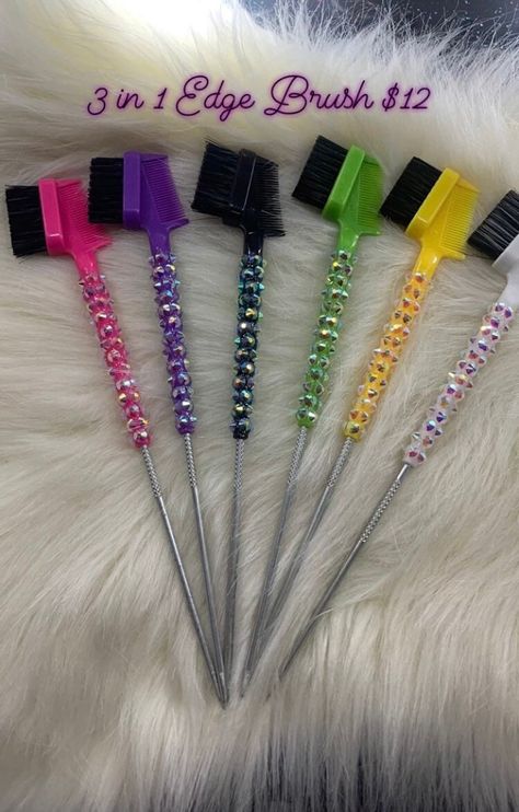 3 in 1 Glam Edge Brush. This is a Fabulous Gift for Anyone that Loves to Perfect Their Hair Styles & Add Glam to Their Beauty Routine. Braiding Supplies, Bedazzled Stuff, Hair Tool Set, Edge Brush, Boss Moves, Feminine Urge, Bling Ideas, Girl Heaven, Rhinestone Projects