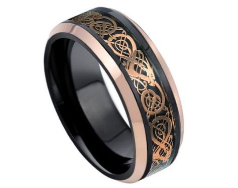 Rose Gold Celtic Dragon Ring Tungsten Carbide 8mm Rose Gold Dragon Ring Durable Scratch Resistant Ring Lifestyle Band Rose Gold Ring by SupremeRings on Etsy Engagement Ring For Men, Rose Gold Tungsten Ring, Wedding Band Engagement Ring, Rose Gold Tungsten, Black Gold Ring, Celtic Dragon, Tungsten Carbide Wedding Bands, Rings Mens Wedding Bands, Dragon Ring