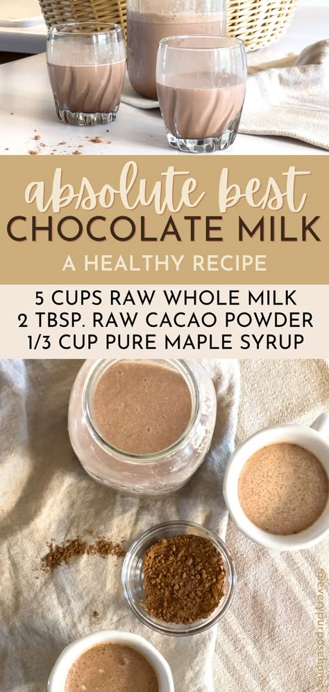 chocolate milk recipe Cacao Chocolate Milk, Powdered Goat Milk Recipes, Raw Chocolate Milk, Diy Chocolate Milk Powder, Healthy Chocolate Milk Recipe, Homemade Chocolate Milk Powder, Sweet Milk Recipe, Chocolate Milk Recipes, Milk Powder Recipes