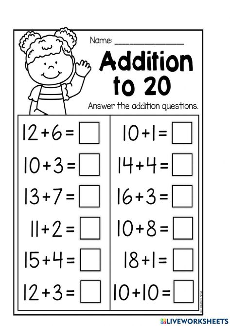 First Grade Addition And Subtraction Worksheets, Easy Adding Worksheets, Adding For Kindergarten, Addition To 30 Worksheets, Subtraction Facts To 10 Worksheets, Math Adding Worksheets, Adding And Subtracting Within 20, Addition Up To 20 Worksheets, Addition Within 20 Worksheets Free