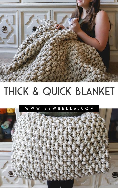 Chunky Crochet Blanket Pattern, Amigurumi Knitting, Crochet Throw Pattern, Basketweave Stitch, Chunky Crochet Blanket, Crocheted Blanket, Confection Au Crochet, Crochet For Beginners Blanket, Crochet Blanket Designs