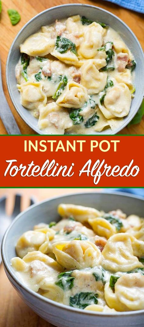 Instant Pot Frozen Tortellini Recipes, Instant Pot Tortellini, Alfredo With Chicken, Pasta Entrees, Tortellini Alfredo, Resep Pasta, Instant Pot Pasta Recipe, Bacon Chicken, Tortellini Recipes