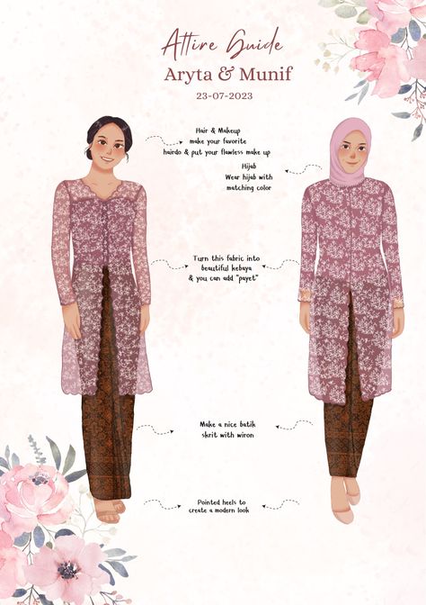 Open commission Bridesmaid Brokat, Guide Illustration, Attire Guide, Kebaya Bridesmaid, Model Dress Kebaya, Muslim Wedding Gown, Javanese Wedding, Kebaya Modern Dress, Outfit Kondangan