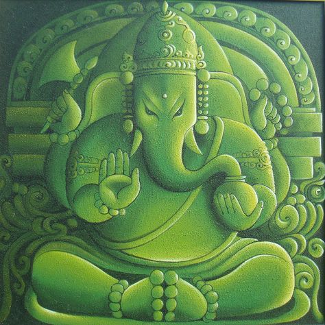 Lord Ganesha Green Ganesha, Additive Color, God Pics, Ganesh Ji, Ganesha Art, Hindu Mythology, Ganesh Chaturthi, Durga Goddess, Hindu Art