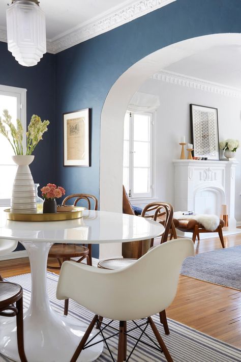 An open dining room / living room makeover Open Dining Room And Living Room, Dining Room Paint Colors, Living Room Reveal, Dining Room Paint, Dining Room Blue, Open Dining Room, Beautiful Dining Rooms, Room Paint Colors, Dining Room Inspiration