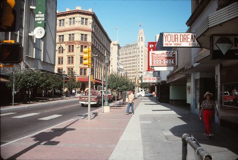 Houston Street, Downtown San Antonio, TX -- April 1992 | Flickr Houston Street, Downtown San Antonio, New York Style, Street Photo, San Antonio Tx, Vintage Photo, Field Trip, San Antonio, Vintage Photos