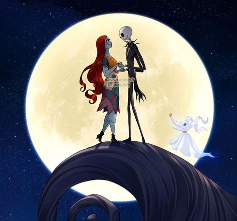 Jack And Sally, The Nightmare Before Christmas, The Nightmare, Christmas Love, Nightmare Before, Nightmare Before Christmas, Before Christmas, Skeleton, Moon