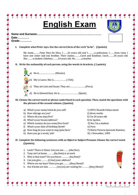 English test - English ESL Worksheets for distance learning and physical classrooms Verb Vocabulary, English Grammar Test, Presente Simple, Test For Kids, Materi Bahasa Inggris, English Grammar Exercises, English Quiz, Writing Test, English Teaching Materials